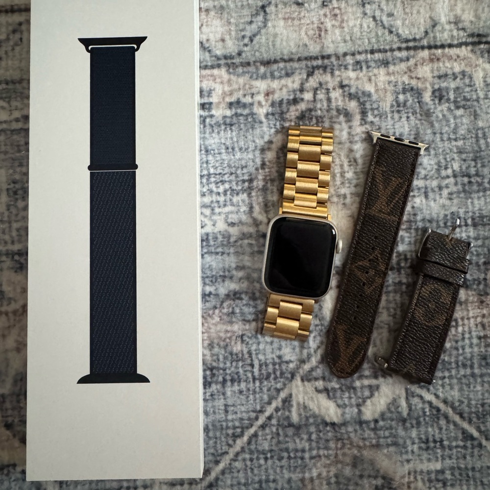 Apple Watch with Gold Band and Extra Straps